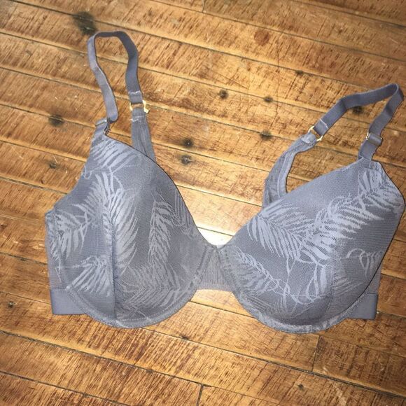 Lively palm leaf shimmery gray 36DD full coverage bra - Picture 1 of 3